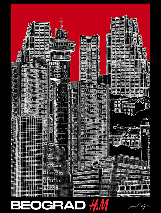 Jovana Radujko drawings for H&M x NewMediaTeam